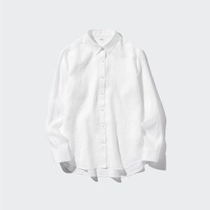 Uniqlo white Women's linen button up Blouse